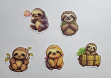 5 Sloth Stickers Great for Laptops, Luggage, Water Bottles Vinyl