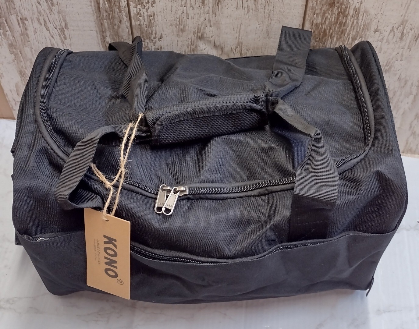 KONO Black Carry Cabin Under seat Travel Holdall Bag 20L 40x20x25cm