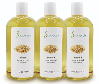 Sesame Oil Refined 100% Pure & Natural Cold Pressed 48 fl oz (3 x 16 fl oz)