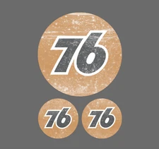 Union 76 Distressed WhtWashed Sticker Gas Gasoline Petroleum Vinyl Decal 3 for 1