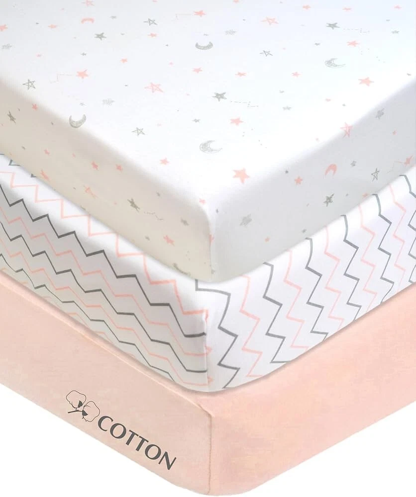 American Baby Co. 100% Cotton Fitted Crib Sheet Fits 28 x 52" Bed 9" deep Gusset