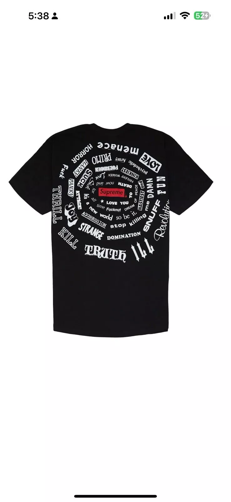 Tee shirt Supreme Spiral SS21 noir neuf