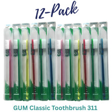 311: GUM Classic Toothbrush, Compact Slender 3-Row Head, Soft Bristles - 12 PACK
