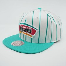 MENS MITCHELL  NESS NBA RETRO PINSTRIPE SNAPBACK HWC SPURS - WHITE