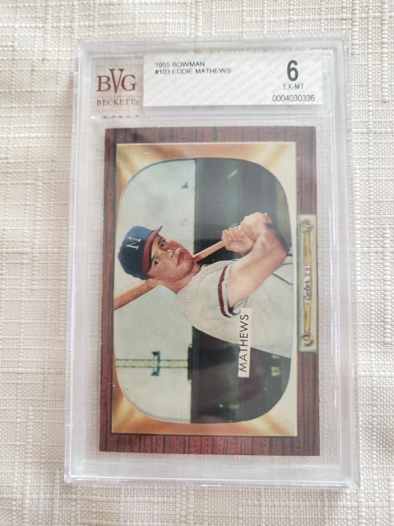 1955 Bowman - #103 Eddie Mathews BVG 6 Beautiful Card!