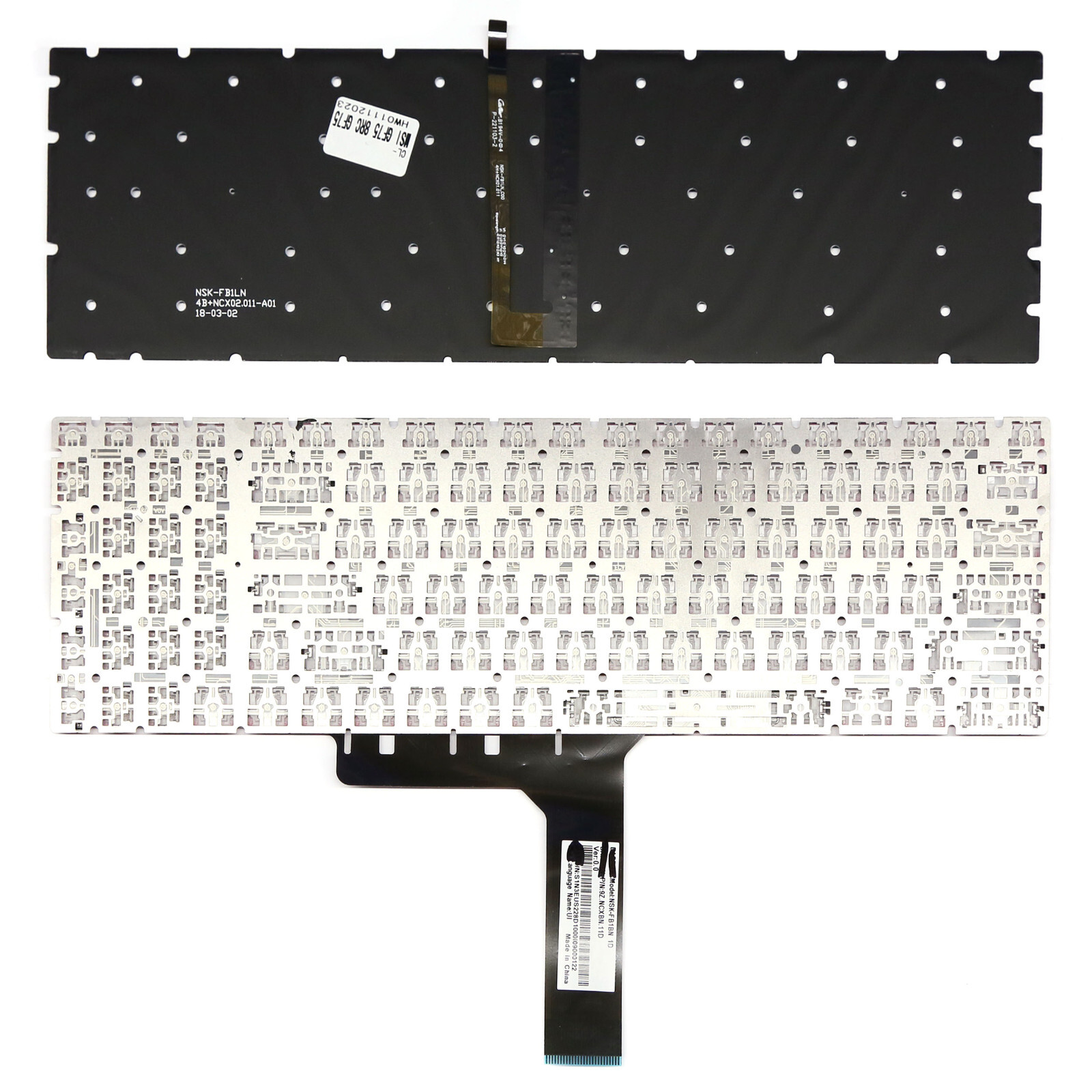 Clavier rétroéclairé MSI GL62VR 7RFX avec nappe NSK-FB1BN Azerty