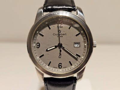 RETRO BEAUTIFUL ELEGANT SPORT TITANIUM SWISS  QUARTZ MEN'S WATCH ''CORTEBERT'' Q