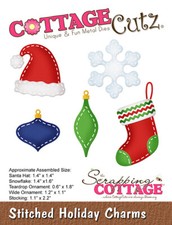 Cottage Cutz Metal Stamping Die - Stitched Holiday Charms, CC2, NEW