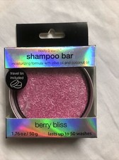 New Body and Earth Shampoo, Hair Care Shampoo Bar Berry Bliss w/ travel tin New