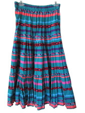 VTG Unbranded XS S M L Skirt Aztec Western Broomstick Colorful Turquoise One Siz