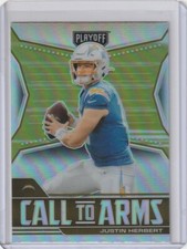 JUSTIN HERBERT Chargers 2021 Panini Playoff Silver Prizm Call To Arms Insert 