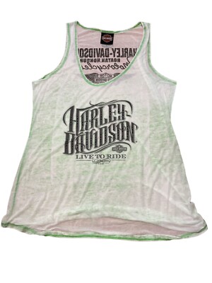 Harley Davidson Women s Green Rhinestone Tank Top Size Large Roatan Honduras