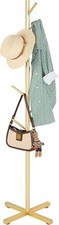 Metal Coat Rack Stand, Modern Freestanding with 8 Hooks, Golden