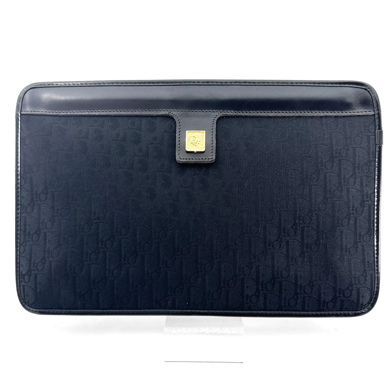Pochette trotteur Christian Dior deuxième sac à main toile marine vintage authentique #628