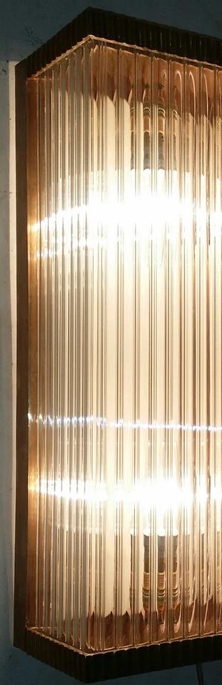 Antique Old Vintage Art Deco Brass & Glass Rod Ship Light Wall Sconces Lamp - Image 2 of 4