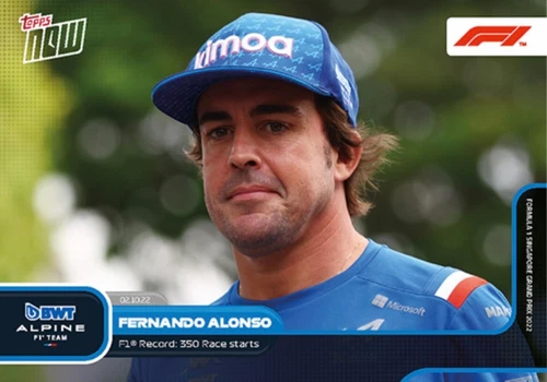 2022 TOPPS NOW FORMULA ONE F1 CARD FERNANDO ALONSO #59 350 RACE STARTS