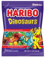 HARIBO Gummi Candy, Dinosaurs Gummy Candy, 5 Ounce Share Size Bags (Pack of 12)