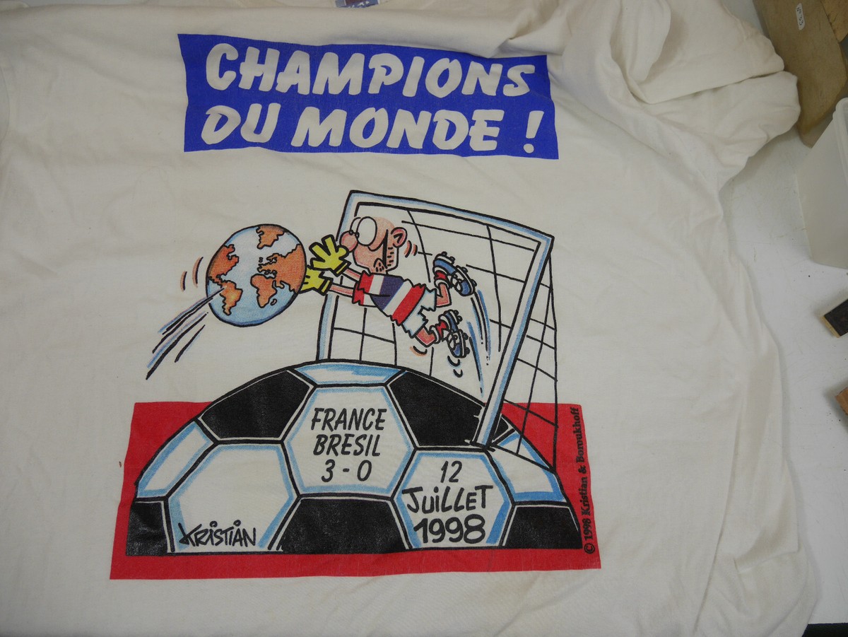 T-shirt Souvenir Coupe Du Monde 98 France Brésil, Maillot Supporter, Taille M
