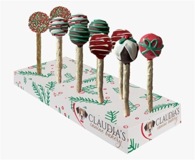 Claudia's Canine Bakery DOG CAKE POPS Natural Cookie Treat Chew Christmas
