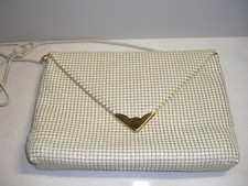 Pella Italia Vintage 60s Cream Metal Mesh Chain Evening Crossbody Clutch Bag