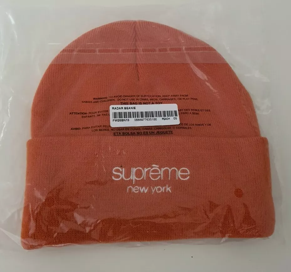 FW20 Supreme Radar Pfirsich Beanie Neu & Ungeöffnet Hut
