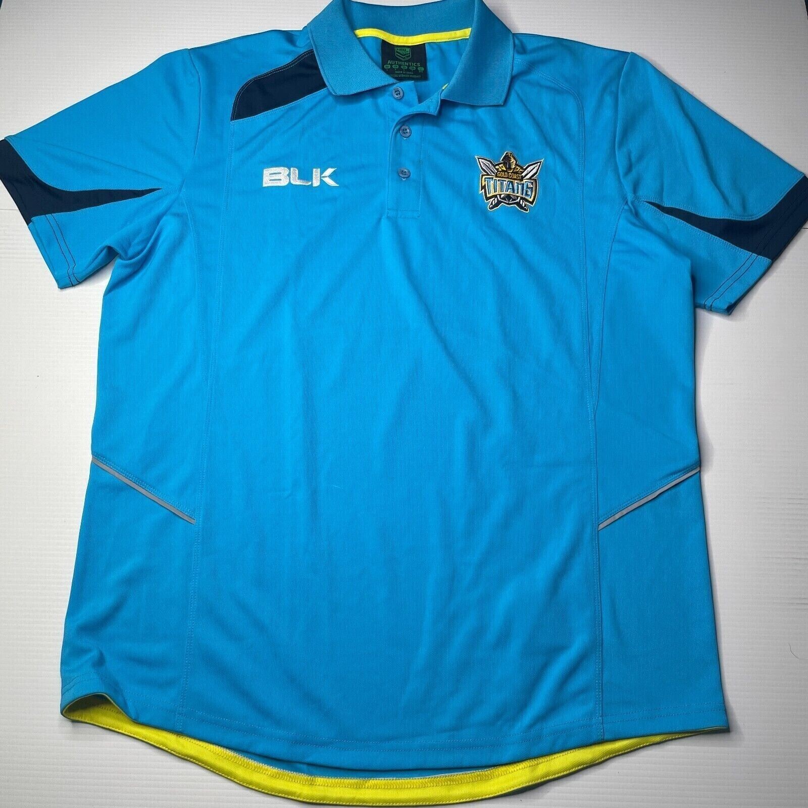 BLK Gold Coast Titans Polo Shirt Mens Size L Blue Rugby NRL Sports Football Fit