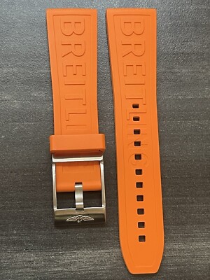 BREITLING OEM 24MM Diver Pro Orange Rubber Strap  w/ OEM Tang Buckle