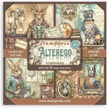 Stamperia ALTEREGO 8x8 Paper Pad 22 Single Faced Sheets Mixed Media SBBSXB06