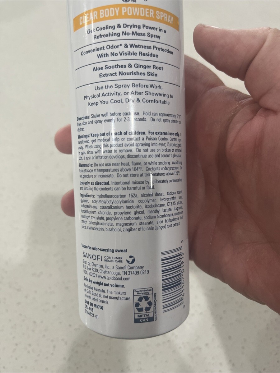 Gold Bond Body Powder Spray, No Mess Invisible Clear, 7oz Can Aloe