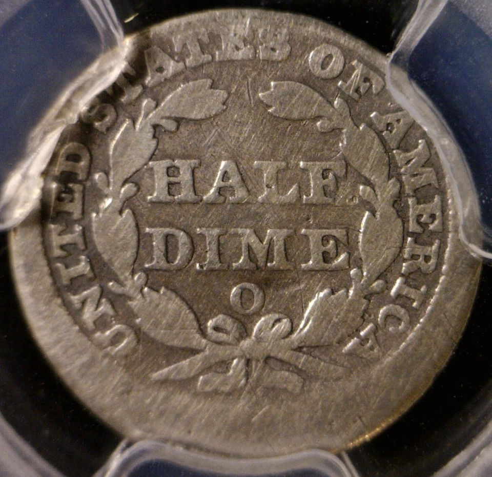 1858o ERROR PCGS G Details BROADSTRUCK OFF CENTER Seated Half Dime RARE Coin  NR - Image 3 of 4