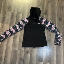 fila sport Zip Hooded jacket childrens medium pink and black Girls Kids