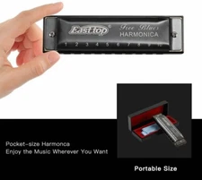 EASTTOP 10 Holes Harmonica Diatonic Blues Harmonica Key of C Harp Mouth Organ US