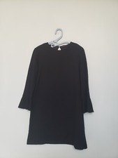 Zara W&B Womens M Fleece Mini Dress Minimalist Black 3/4 Bell Sleeve Stretchy