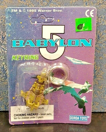 BABYLON 5 Green Ship Skylark Keychain 1995 New Sealed JMS Warner Bros Dorda Toys - product listing photo
