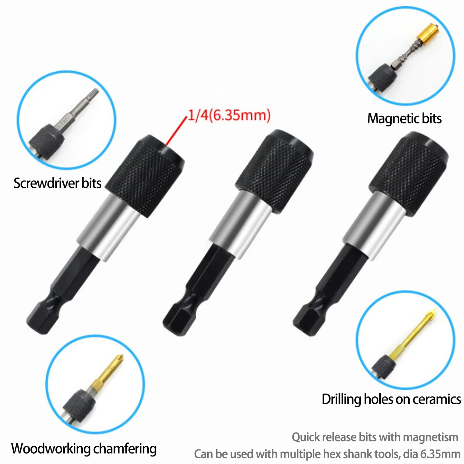 1/4 Hex Shank Quick Release Electric Drill Screwdriver Extension Bar eBay