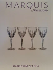 4 MARQUIS BY WATERFORD SPARKLE WINE CRYSTAL GOBLETS 7.5 INCHES HOLDS 6 OZS
