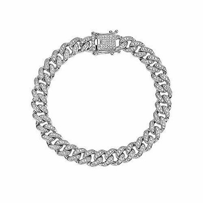 Kubanisches Gliederarmband Sterlingsilber Zirkonia elegant Herren 9 Zoll