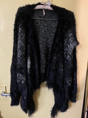 TK Maxx superweiche flauschige offene Strickjacke Metallic Silber Gold Wasserfall Einheitsgröße 