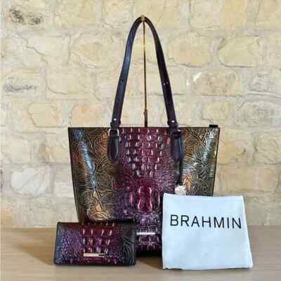 Brahmin Ellen Pesto Edgewood Genuine Leather Tote Bag/Wallet Option NWT