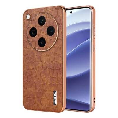 Für Oppo Find X8 Pro Galvanisierter Rahmen Krokodil Textur Abdeckung Handy Hülle