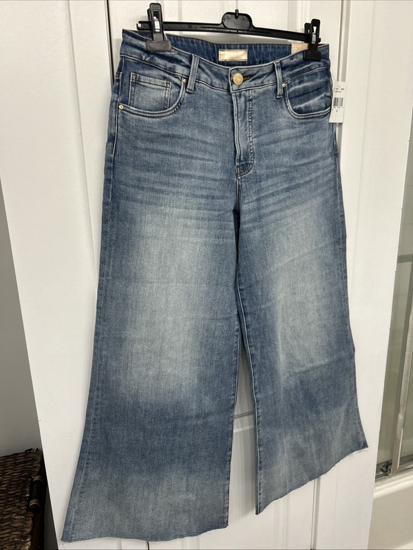 Kut From The Kloth Jeans New Size 8 Soft Distressed Blue Denim Wide Leg
