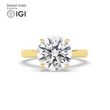 Round Solitaire Labgrown Diamond Engagement Ring 18k Yellow Gold 5.10 Ct