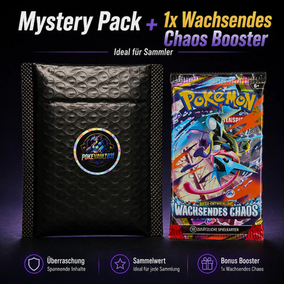 Pokemon Mystery Pack + Wachsendes Chaos Booster | 20 + 5 Holos + HIT Garantie DE