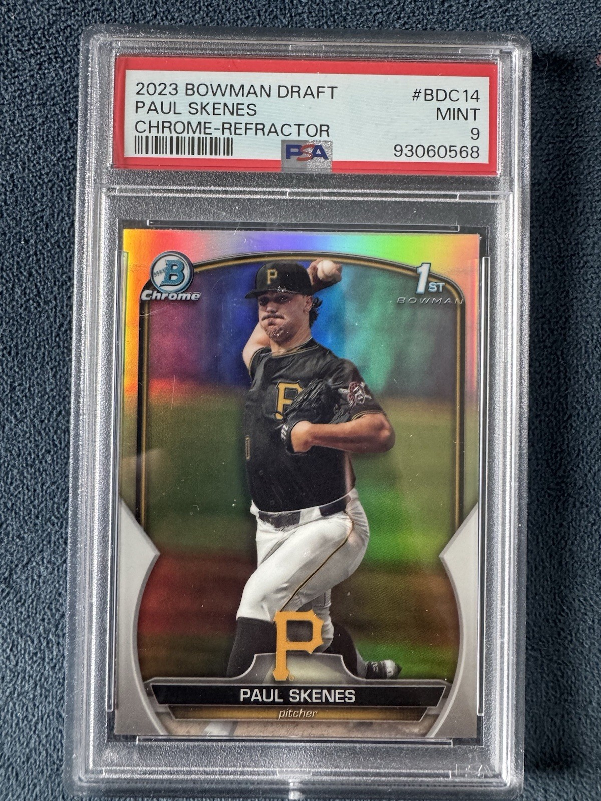 2023 BOWMAN DRAFT CHROME-REFRACTOR #BDC14 PAUL SKENES PSA 9 view 2