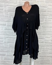 Italy Strandkleid Überwurfkleid leicht boho Kleid Volant IBIZA 42 44 46 Neu C518