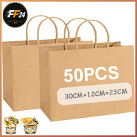 PapiertüTen Mit Henkel 30X12X23Cm Kraft GeschenktüTen 50 StüCk FüR Einkaufen