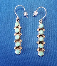SUNDANCE catalog .925 Sterling Silver Blue Turquoise Drop Earrings - NEW