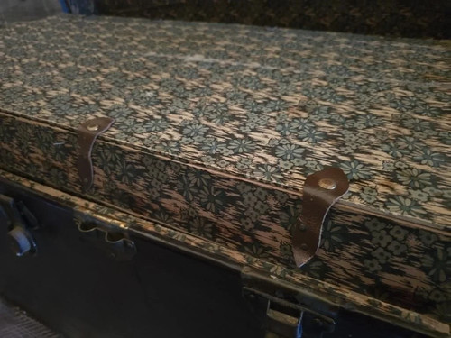 Antique Steamer Trunk Large Flat Top Blanket Chest Original Hardware Interior Tr