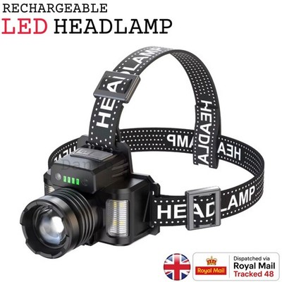 LED Stirnlampe Bewegungssensor USB Wiederaufladbar Zoombar Wasserdicht Strahler Taschenlampe