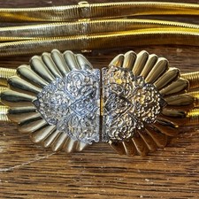 Vintage Gold Tone Stretch Belt Accessocraft NYC Ornate Buckle Stretch Fit